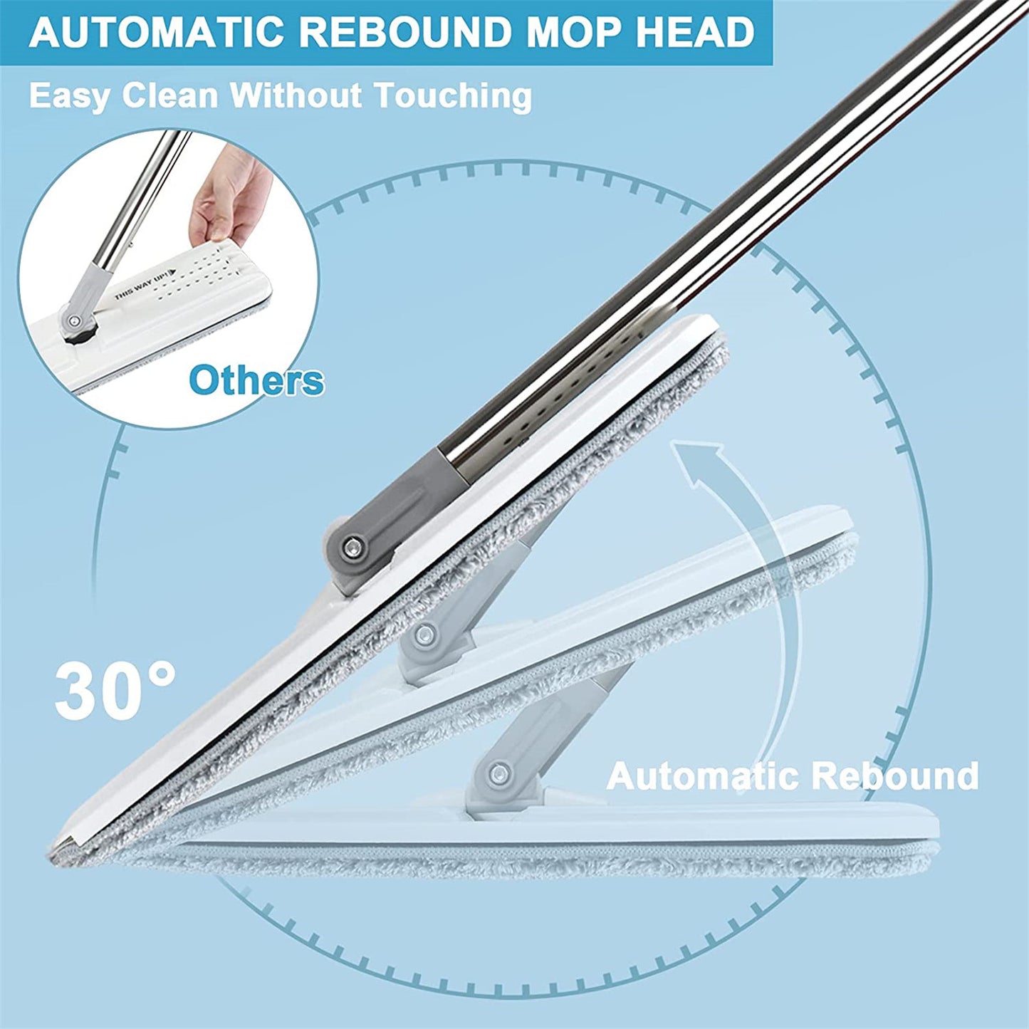 Mop And Bucket With Wringer Set Wet And Dry Use Hands Free Flat Floor Mop And Bucket With 8 Washable Microfiber Pads