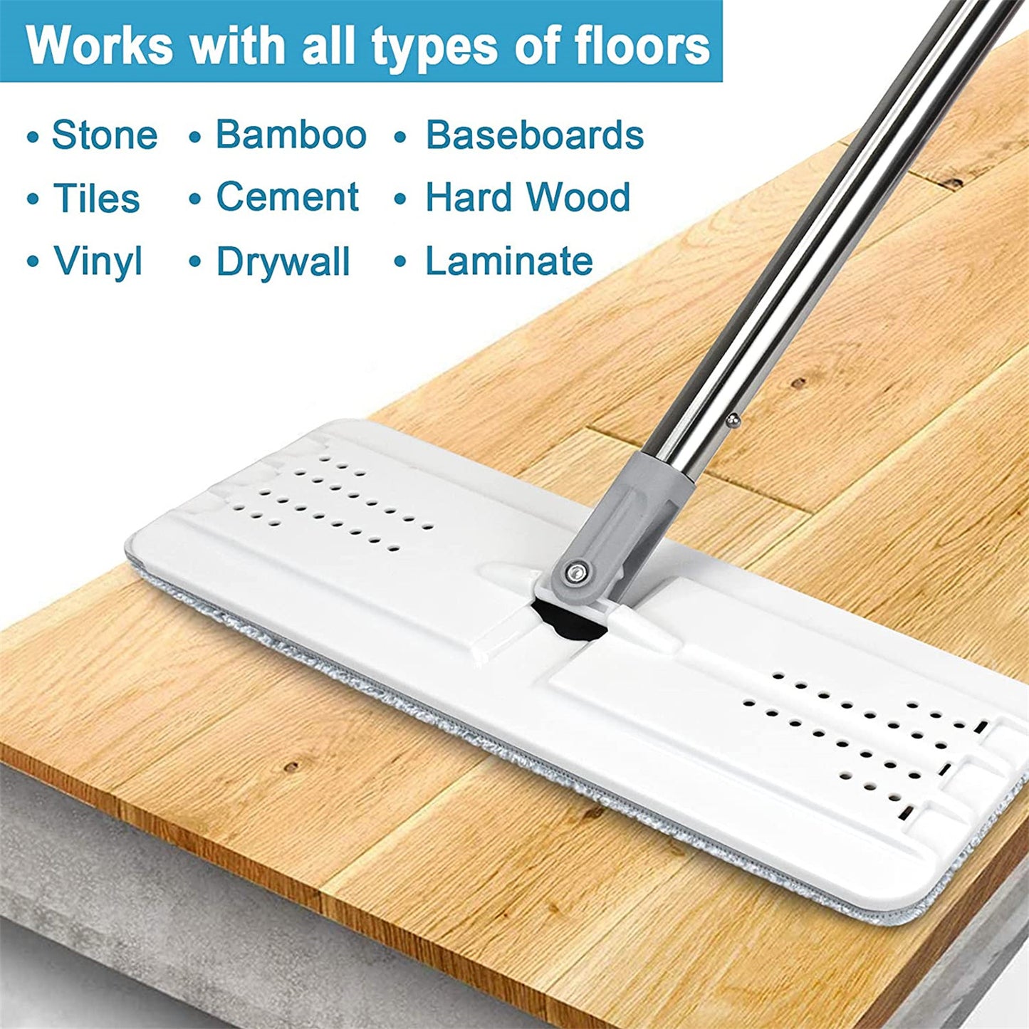 Mop And Bucket With Wringer Set Wet And Dry Use Hands Free Flat Floor Mop And Bucket With 8 Washable Microfiber Pads