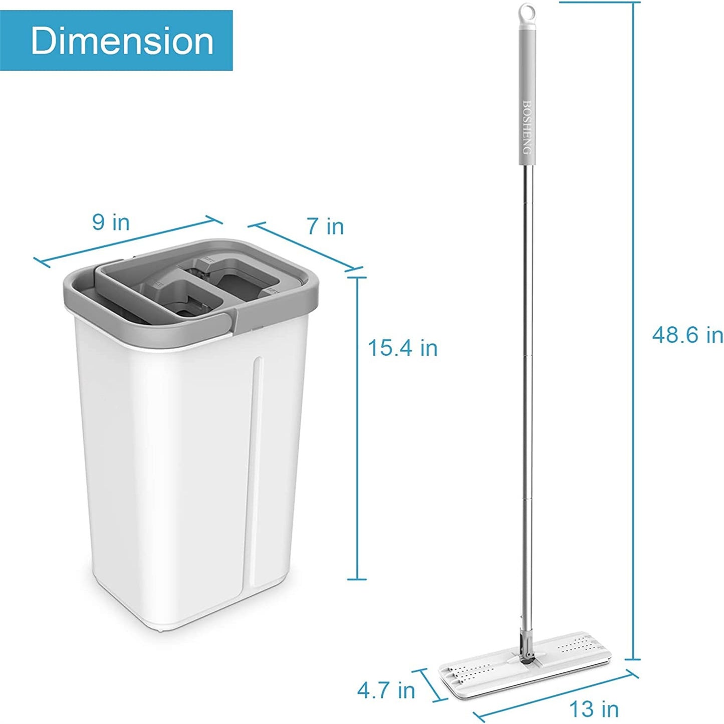 Mop And Bucket With Wringer Set Wet And Dry Use Hands Free Flat Floor Mop And Bucket With 8 Washable Microfiber Pads