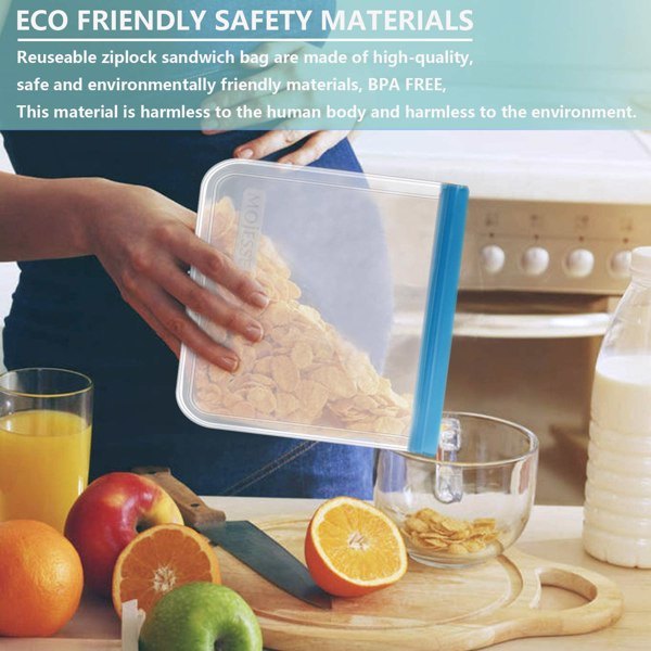 Reusable Sandwich Bags - 10 Pack Leakproof Freezer Gallon Bags BPA Free- Extra Thick Durable Reusable Storage Bags - Reusable Snack Bags For Food Fruit Travel Storage Home Organization