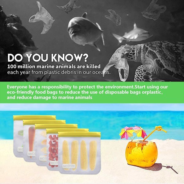 Reusable Sandwich Bags - 10 Pack Leakproof Freezer Gallon Bags BPA Free- Extra Thick Durable Reusable Storage Bags - Reusable Snack Bags For Food Fruit Travel Storage Home Organization